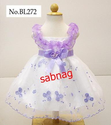 เสื้อผ้าเด็กหญิงใส่ออกงานแต่งคอมีระบายสี BL272